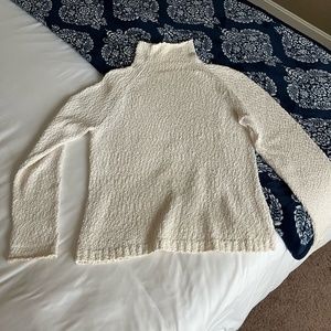 JCrew braided woven knit white turtleneck sweater